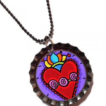 Hearts a Fire - Bottle Cap Pendant