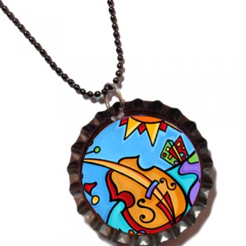 Hot Cello in the City - Bottle Cap Pendant