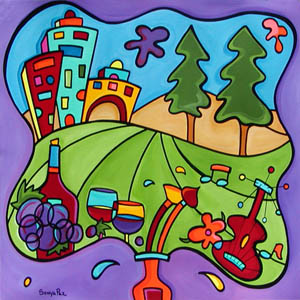 Sonya Paz - Passion for Art & Wine Poster Art for Palo Alto Festival of the Arts 2004