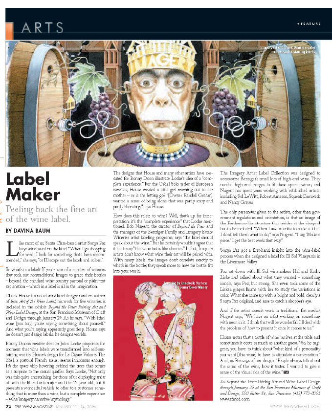 The Wave Magazine, Label Maker. Peeling Back the Fine Art of the Wine Label - January 2006