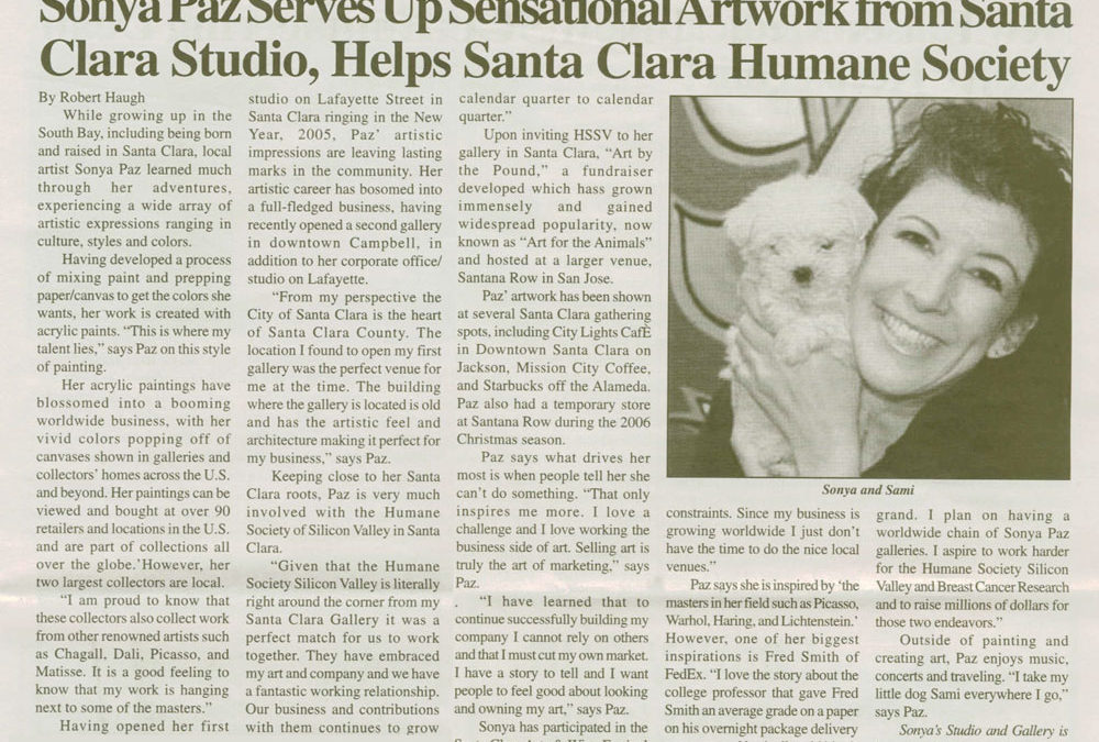 September 12, 2007 – Sonya Paz Helps Humane Society Silicon Valley