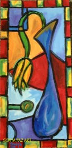 Stained Tulip - Original Painting from early works dated August 2000.