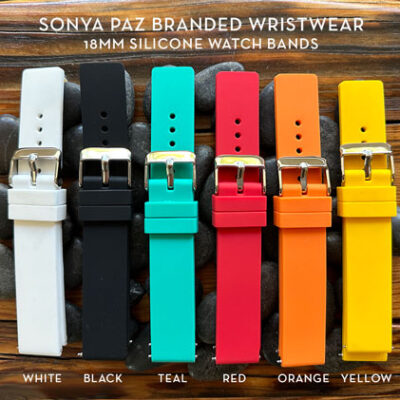 NEW 18mm Sonya Paz branded silicone watch bands in Pop Art colors!