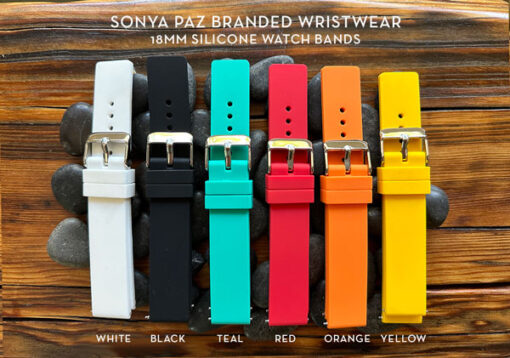 NEW 18mm Sonya Paz branded silicone watch bands in Pop Art colors!