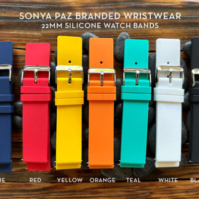 NEW 22mm Sonya Paz branded silicone watch bands in Pop Art colors!