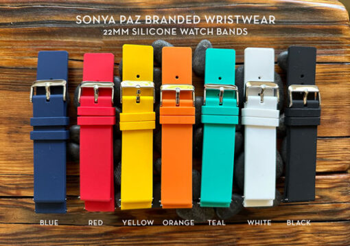 NEW 22mm Sonya Paz branded silicone watch bands in Pop Art colors!