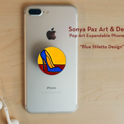 Pop Art Expandable Phone Grip - Blue Stiletto