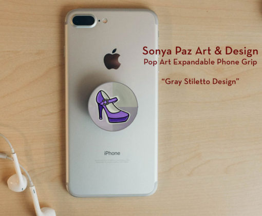 Pop Art Expandable Phone Grip - Gray Stiletto
