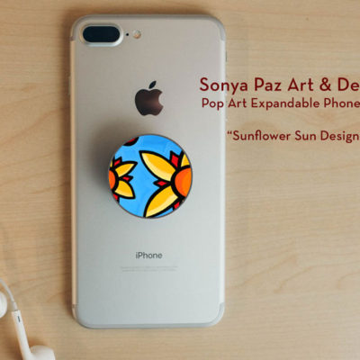 Pop Art Expandable Phone Grip - Sunflower Sun