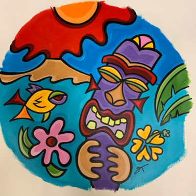 Sonya Paz Original Painting - Tiki Holiday 2014 Ornament Art