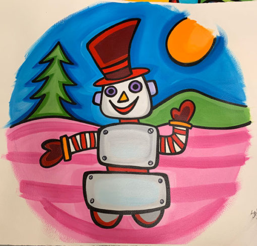 Sonya Paz Original Painting - Snow Bot 2016 Ornament Art