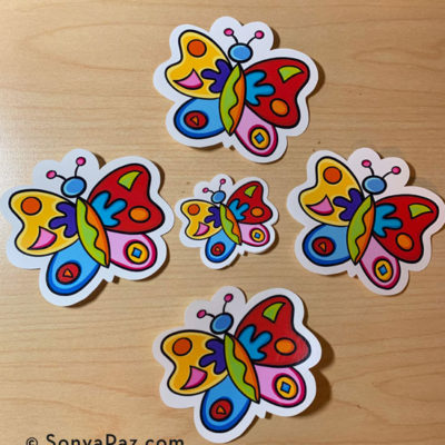Sonya Paz Pop Art Stickers - Mariposa in Flight