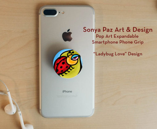 Pop Art Expandable Phone Grip -Ladybug Love