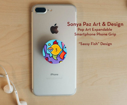 Pop Art Expandable Phone Grip - Sassy Fish