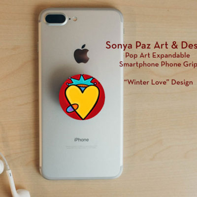 Pop Art Expandable Phone Grip - Winter Love