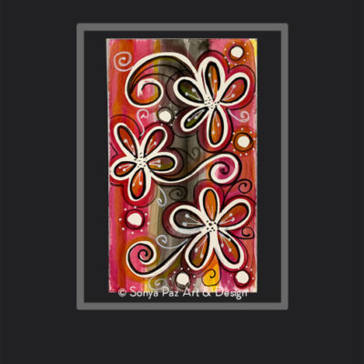 Tiki Florals #1 - Original Watercolor Painting by Sonya Paz