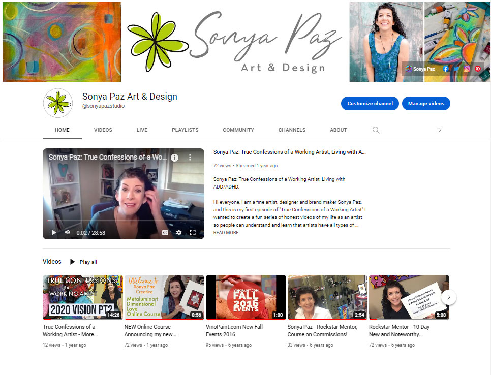 Sonya Paz YouTube channel