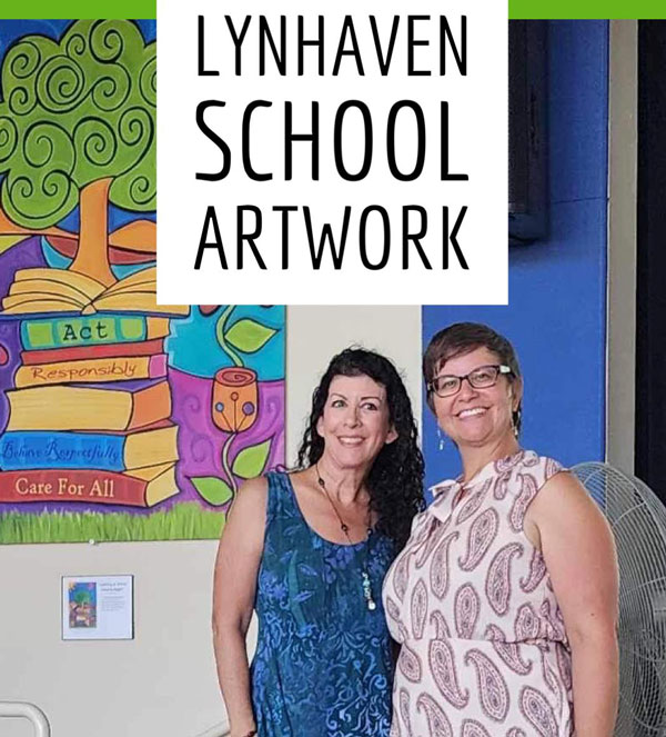Sonya Paz Designed new Art for Lynhaven School, pictured with Alanna Callaway-Wilson, School Principal.