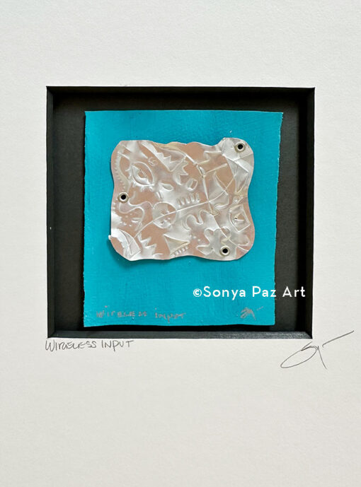 Wireless Imput #1 - Original Metaluminart Sculpture and Acrylic Painting by Sonya Paz