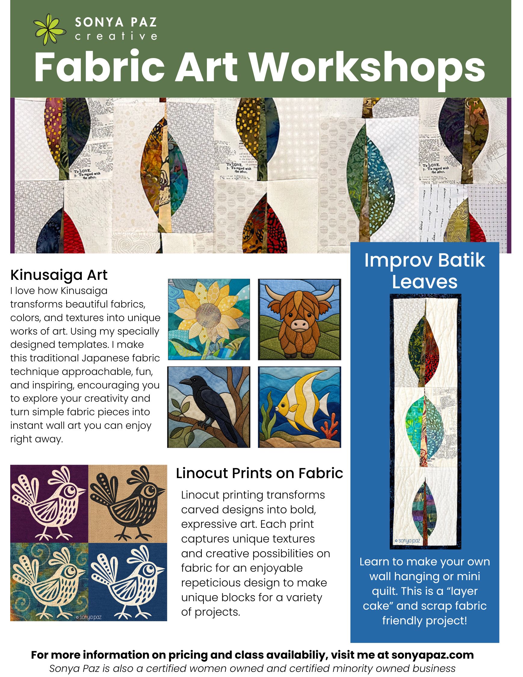 Sonya Paz Creative Fabric Art Workshops